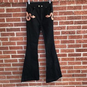 NWOT Urban Outfitters BDG Black Denim Pants Flate Snake Detail Size 25